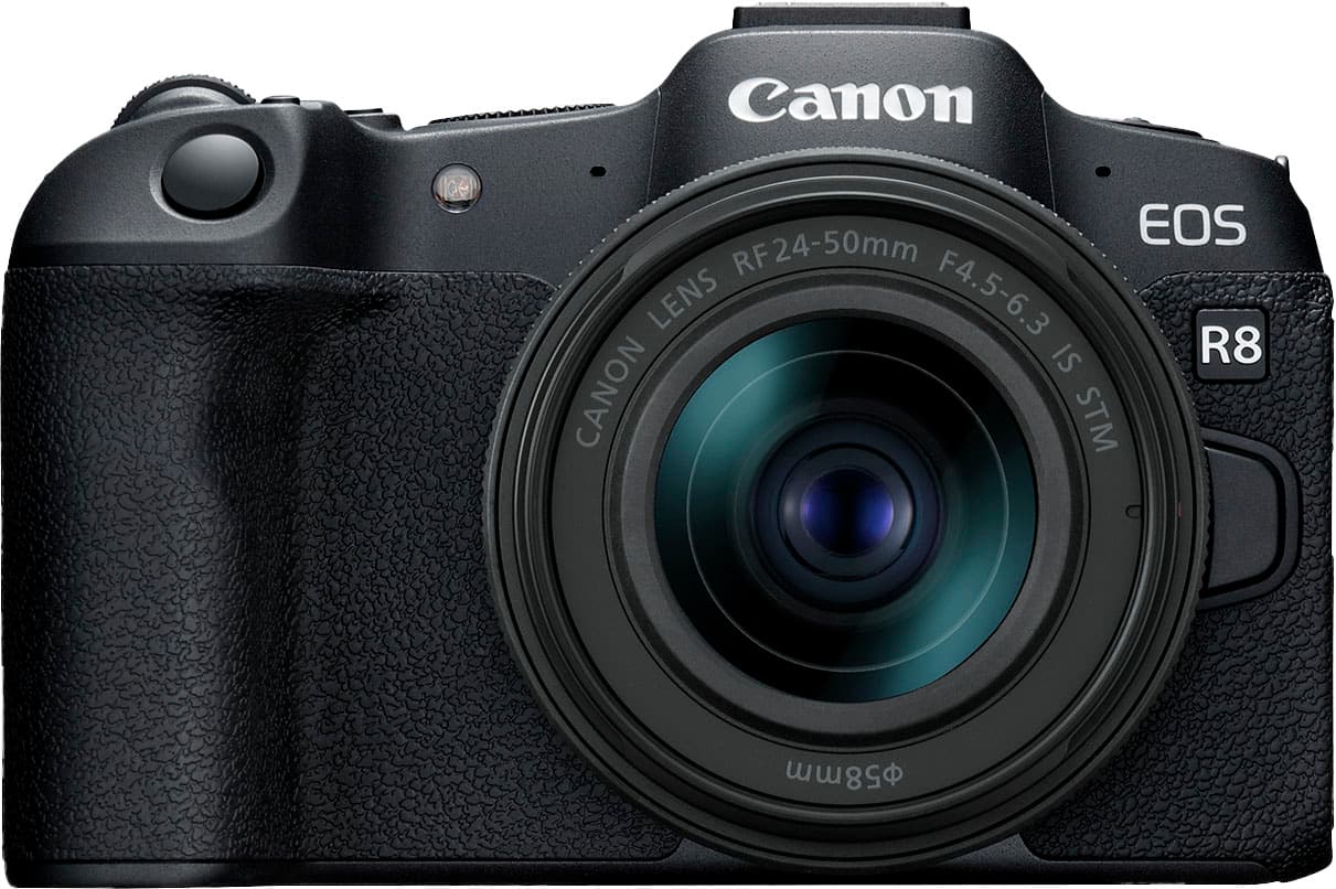 Canon - EOS R8 4K Video Mirrorless Camera with RF24-50mm f/4.5-6.3 IS STM Lens - Black - Front_Zoom