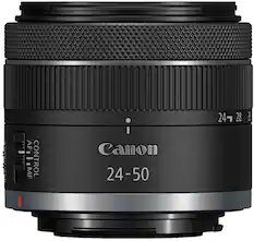 Front. Canon - RF24-50mm F4.5-6.3 IS STM Wide Angle Zoom Lens for EOS R-Series Cameras - Black.