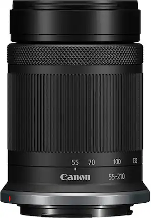 Front. Canon - RF-S55-210mm F5-7.1 IS STM Telephoto Zoom Lensfor EOS R-Series Cameras - Black.