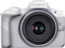 Front. Canon - EOS R50 4K Video Mirrorless Camera with RF-S 18-45mm f/4.5-6.3 IS STM Lens - White.