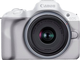 Canon - EOS R50 4K Video Mirrorless Camera with RF-S 18-45mm f/4.5-6.3 IS STM Lens - White - Front_Zoom
