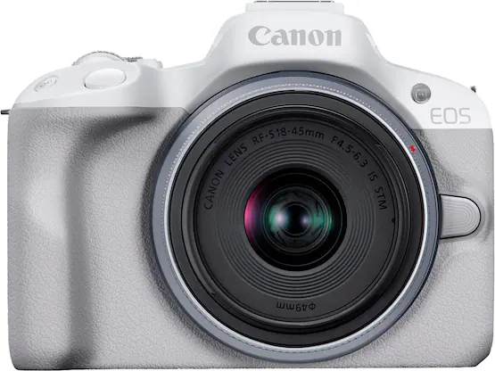 Canon - EOS R50 4K Video Mirrorless Camera with RF-S18-45mm f/4.5-6.3 IS STM Lens - White