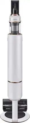 Front. Samsung - BESPOKE Jet Cordless Stick Vacuum with All-in-One Clean Station - Misty White.