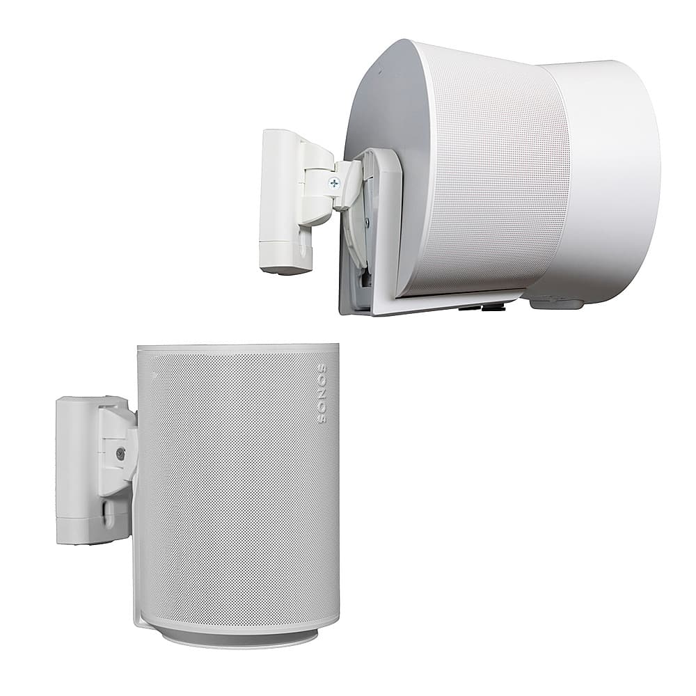 Angle. SANUS Elite - Adjustable Speaker Wall Mount for Sonos Era 100 and Era 300 Speakers - Pair - White.