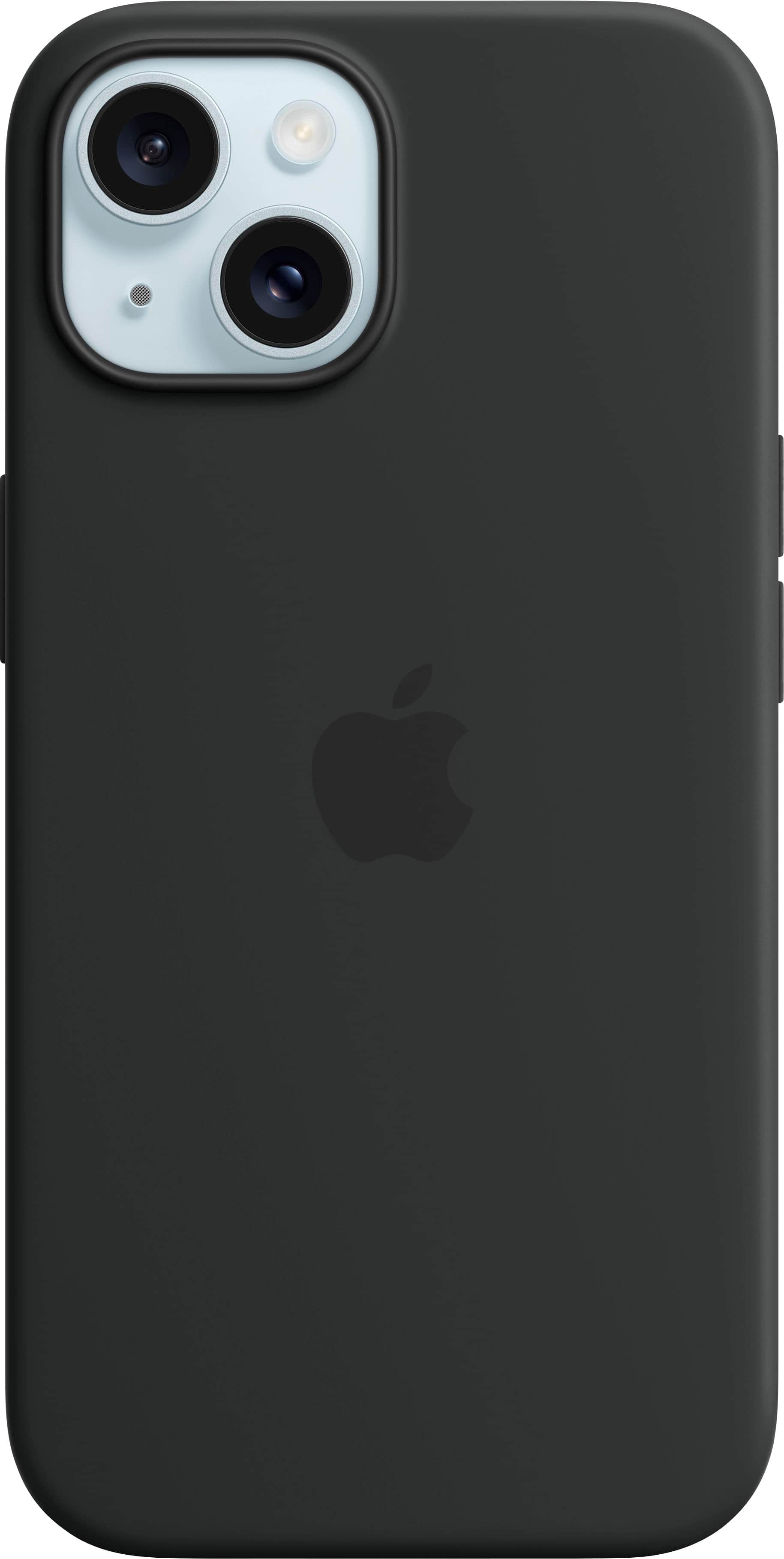 Apple - iPhone 15 Silicone Case with MagSafe - Black - Front_Zoom