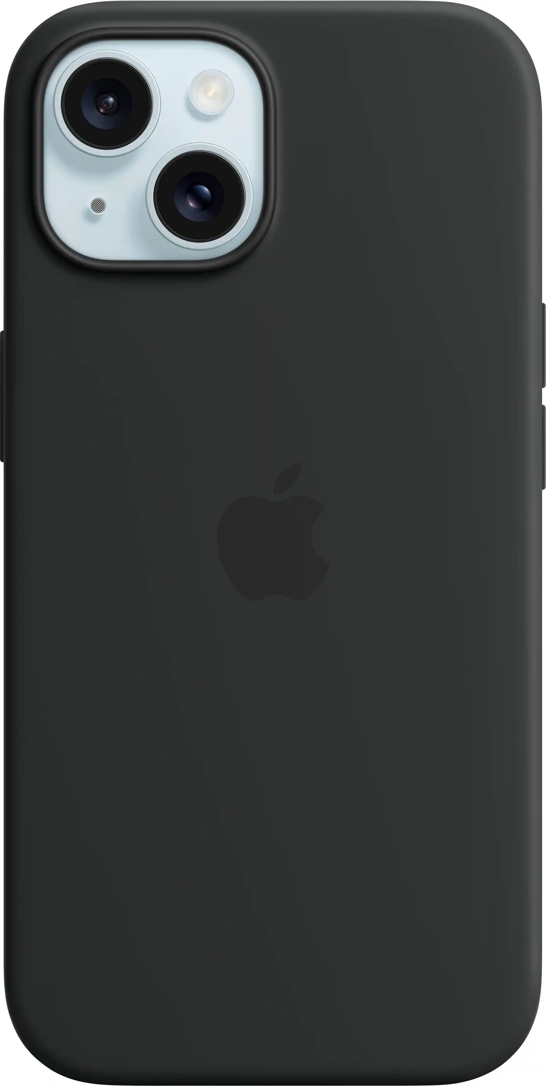 Front. Apple - iPhone 15 Silicone Case with MagSafe - Black.