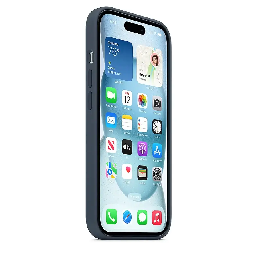 Apple iPhone 15 Silicone Case with MagSafe Storm Blue MXPF3ZM/A