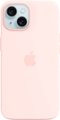 Front Zoom. Apple - iPhone 15 Silicone Case with MagSafe - Light Pink.