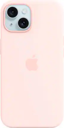 Front. Apple - iPhone 15 Silicone Case with MagSafe - Light Pink.