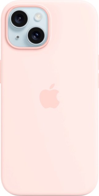 Front Zoom. Apple - iPhone 15 Silicone Case with MagSafe - Light Pink.