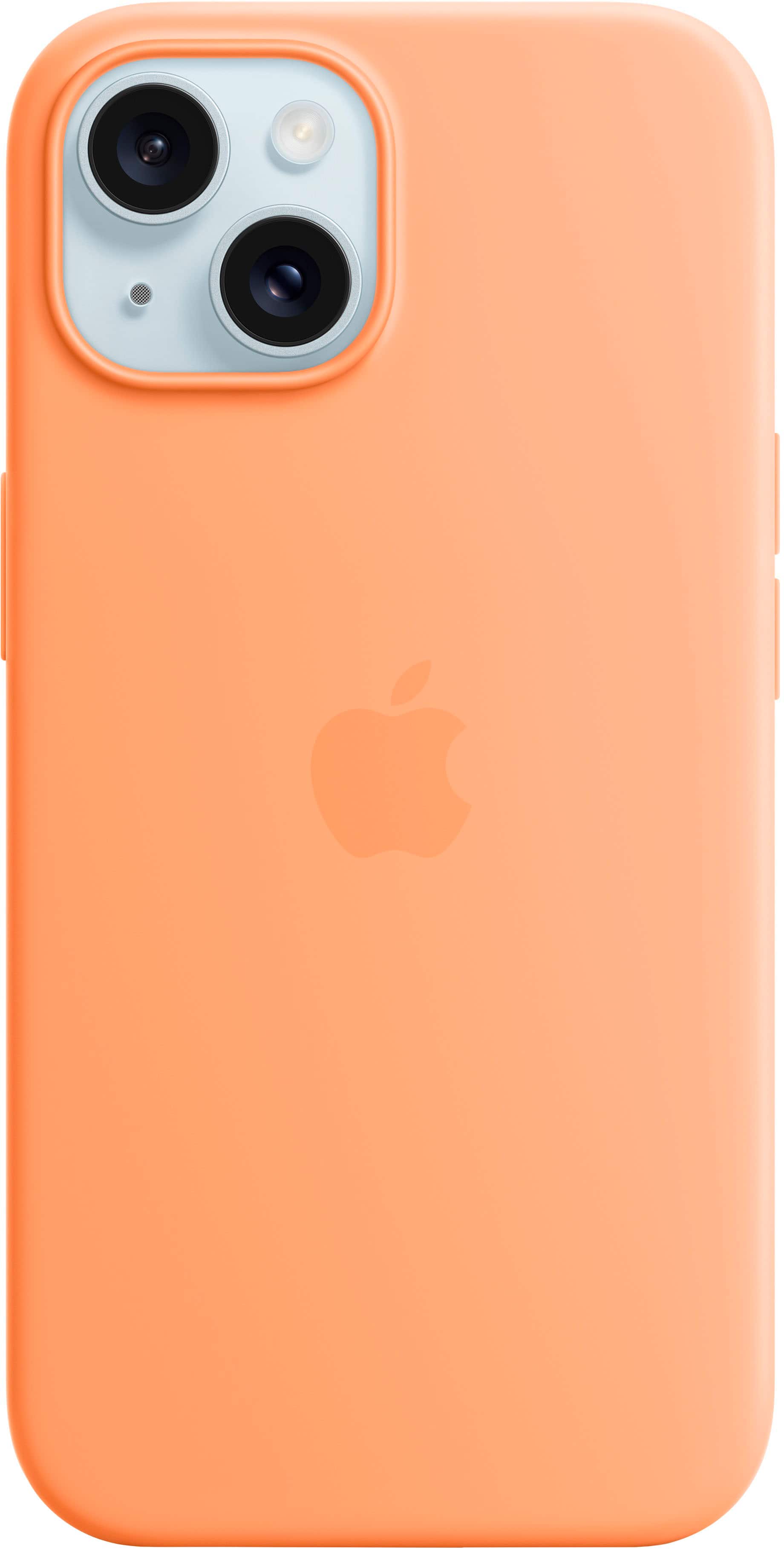 Front. Apple - iPhone 15 Silicone Case with MagSafe - Orange Sorbet.
