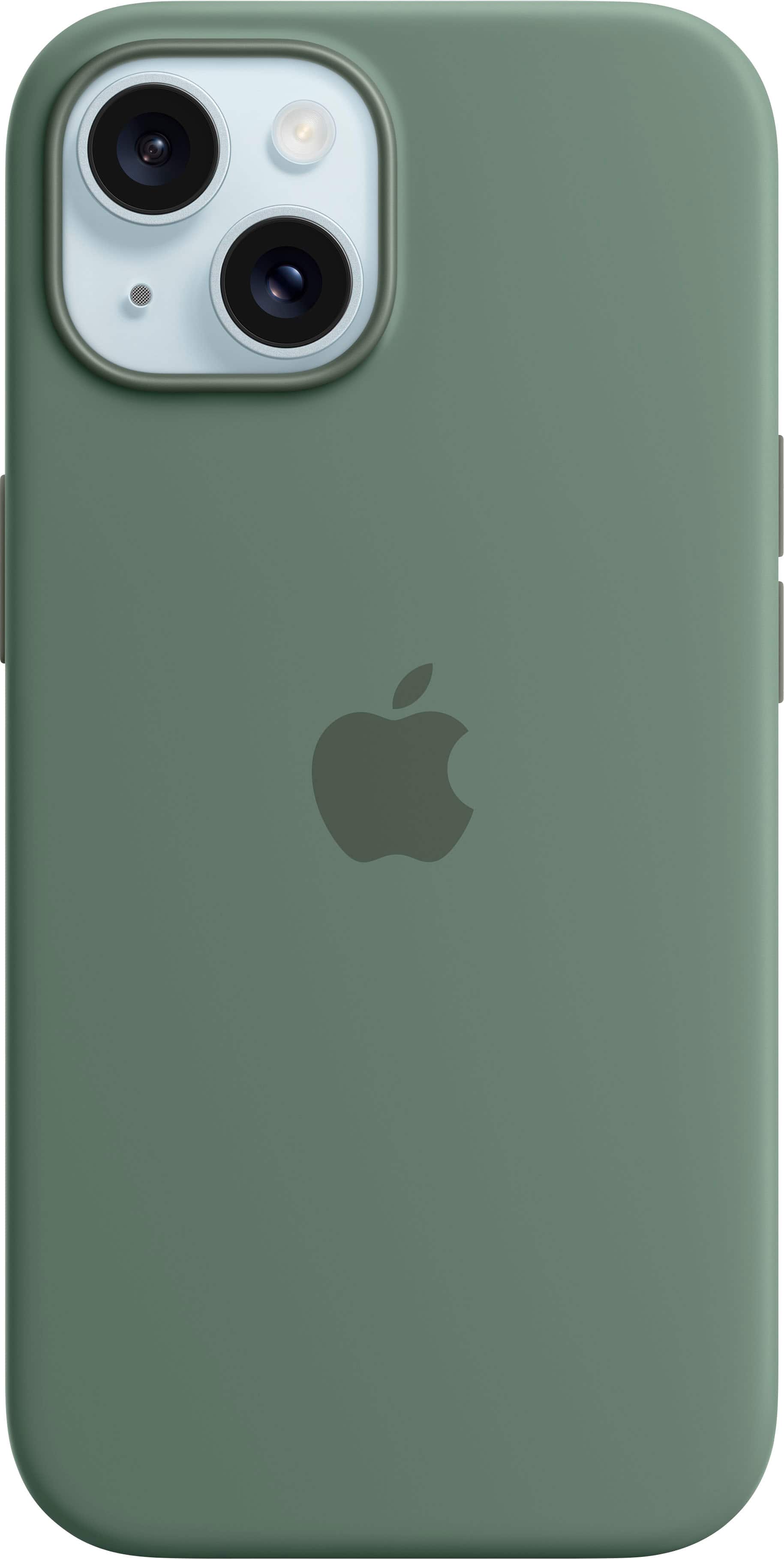 Front. Apple - iPhone 15 Silicone Case with MagSafe - Cypress.