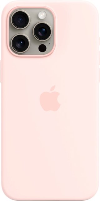 Front Zoom. Apple - iPhone 15 Pro Max Silicone Case with MagSafe - Light Pink.