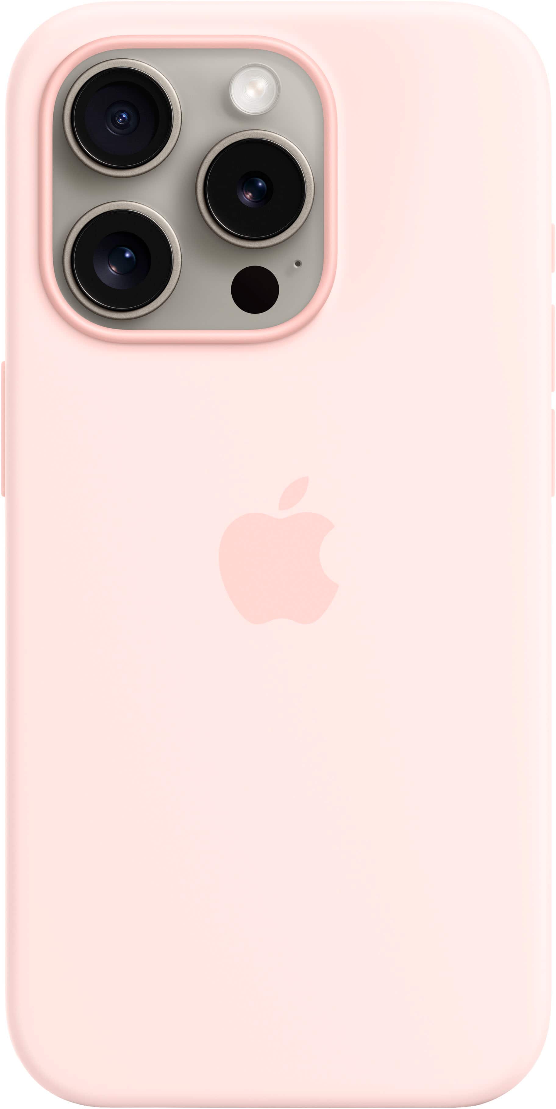 Front. Apple - iPhone 15 Pro Silicone Case with MagSafe - Light Pink.