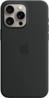 Apple - iPhone 15 Pro Max Silicone Case with MagSafe - Black - Front_Zoom