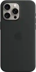 Apple - iPhone 15 Pro Max Silicone Case with MagSafe - Black - Front_Zoom