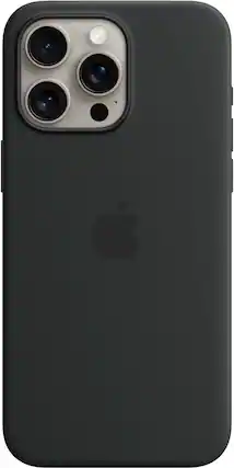 Front. Apple - iPhone 15 Pro Max Silicone Case with MagSafe - Black.