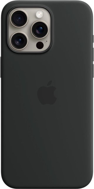 Front Zoom. Apple - iPhone 15 Pro Max Silicone Case with MagSafe - Black.