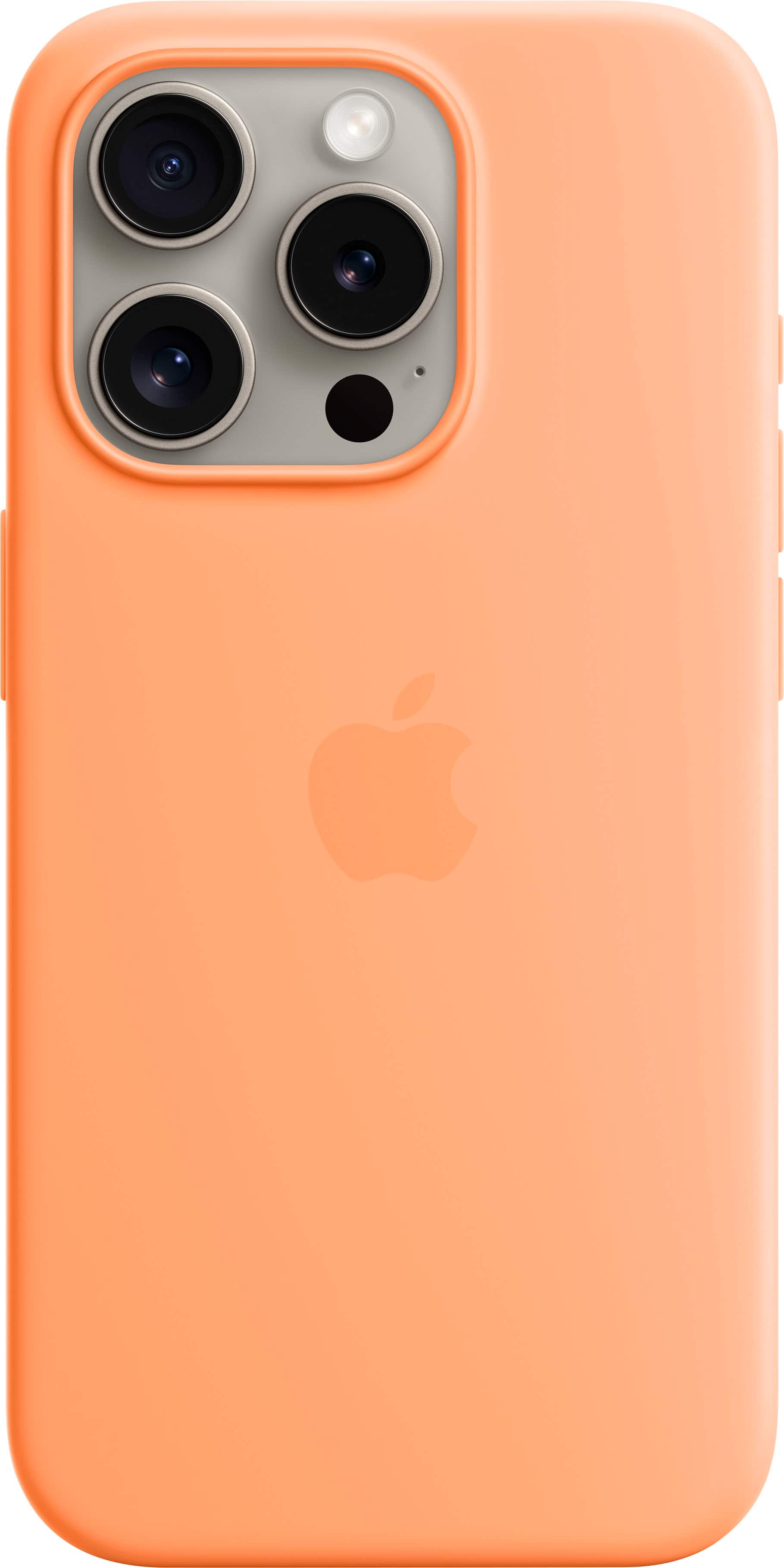 Front. Apple - iPhone 15 Pro Silicone Case with MagSafe - Orange Sorbet.