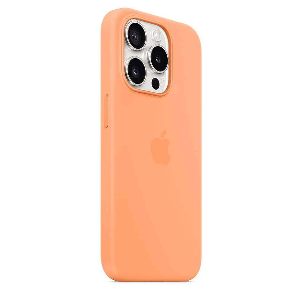 Alt View 1. Apple - iPhone 15 Pro Silicone Case with MagSafe - Orange Sorbet.