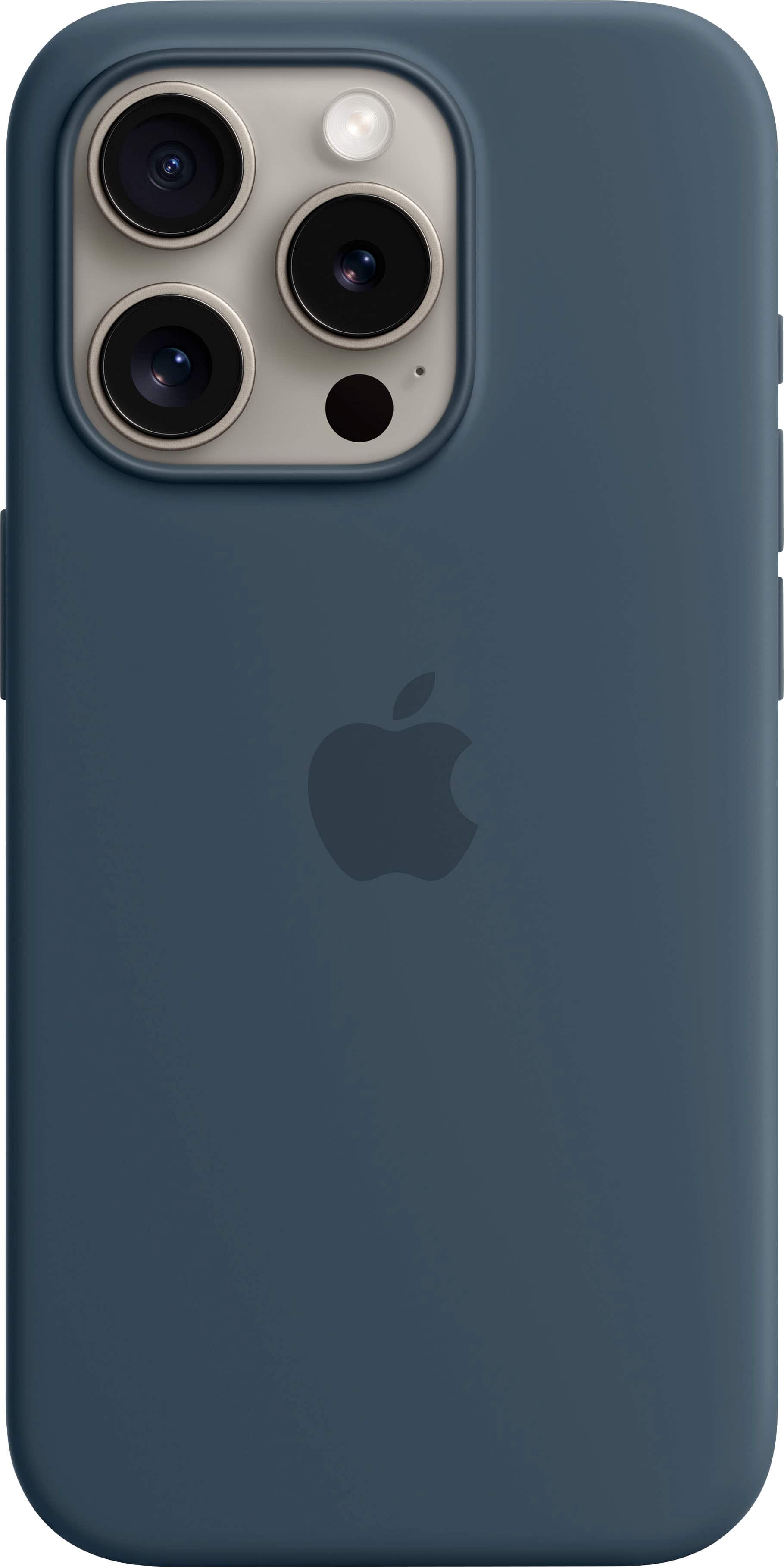 Apple - iPhone 15 Pro Silicone Case with MagSafe - Storm Blue - Front_Zoom