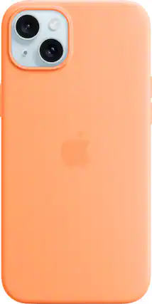 Front. Apple - iPhone 15 Plus Silicone Case with MagSafe - Orange Sorbet.