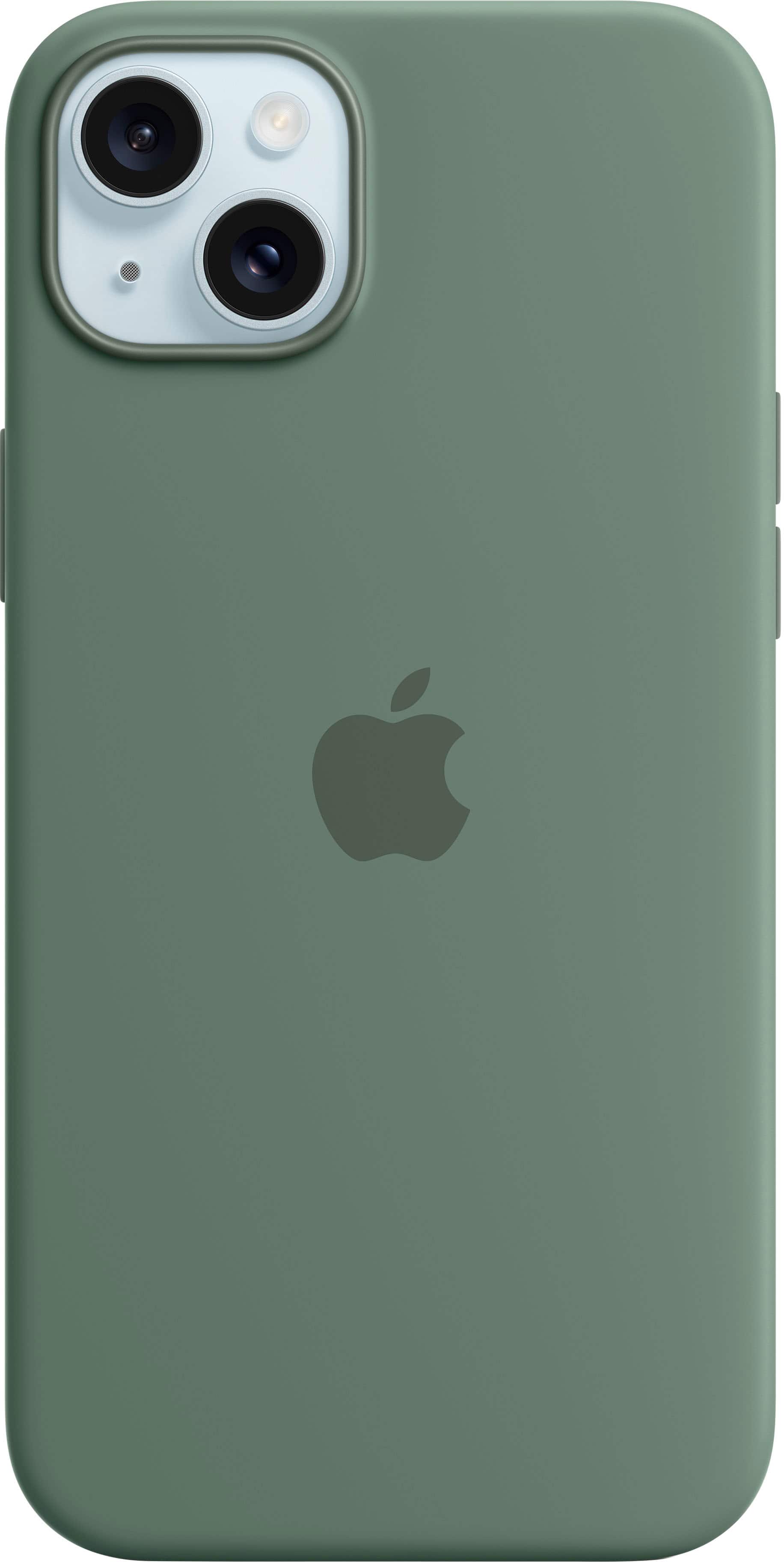 Front. Apple - iPhone 15 Plus Silicone Case with MagSafe - Cypress.