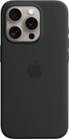Apple - iPhone 15 Pro Silicone Case with MagSafe - Black - Front_Zoom
