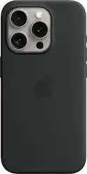 Apple - iPhone 15 Pro Silicone Case with MagSafe - Black - Front_Zoom