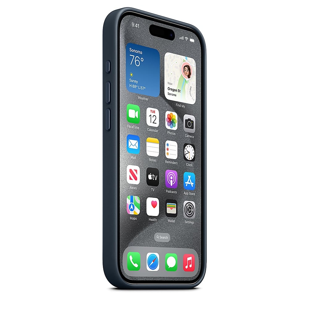 Alt View 2. Apple - iPhone 15 Pro FineWoven Case with MagSafe - Pacific Blue.