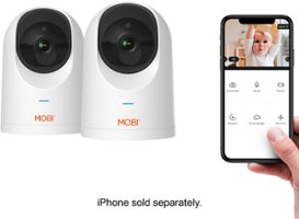 MOBI - Cam PRO HD 2Pk WiFi Pan & Tilt Video Baby Monitor w 2-Way Audio, Color Night Vision, & Cry Detection - White - Front_Zoom
