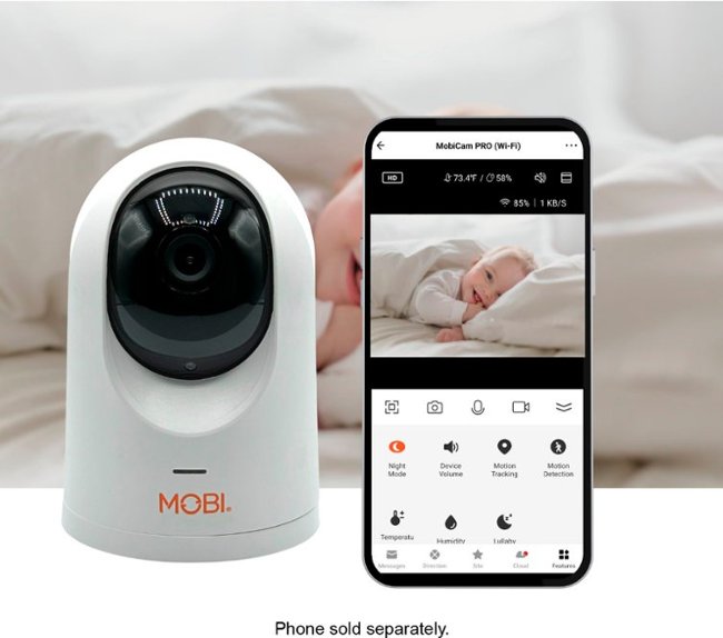 MOBI - Cam PRO HD 2Pk WiFi Pan & Tilt Video Baby Monitor w 2-Way Audio, Color Night Vision, & Cry Detection - White_3