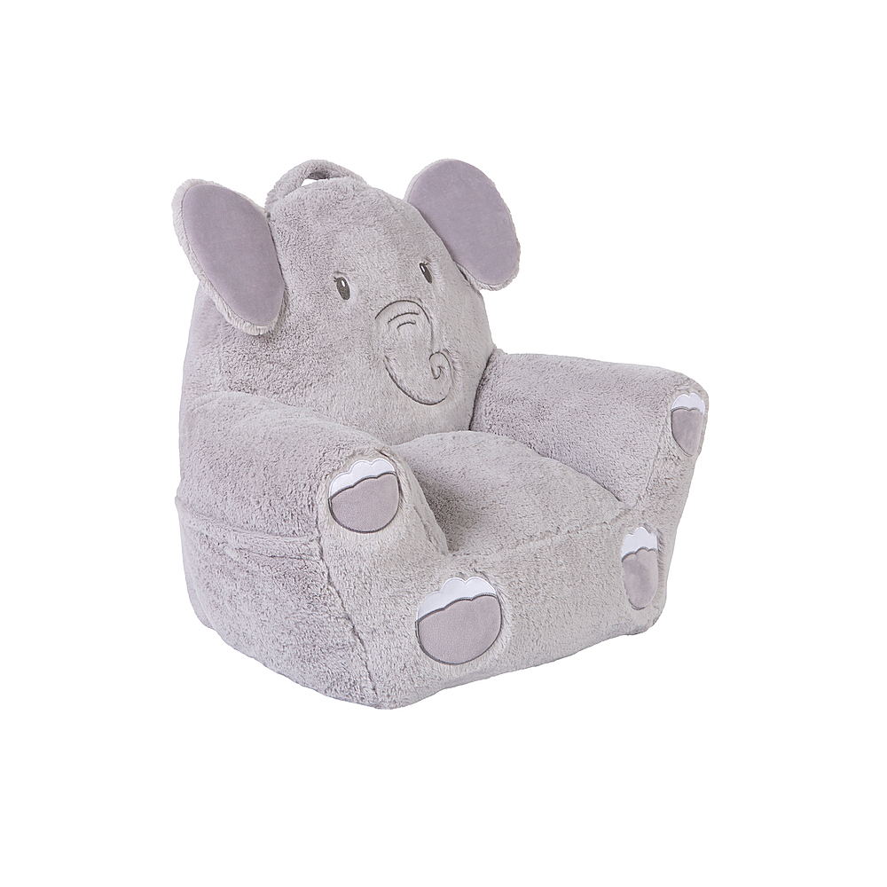 Angle View: Toddler Plush Elephant Character Chair by Cuddo Buddies - Gray