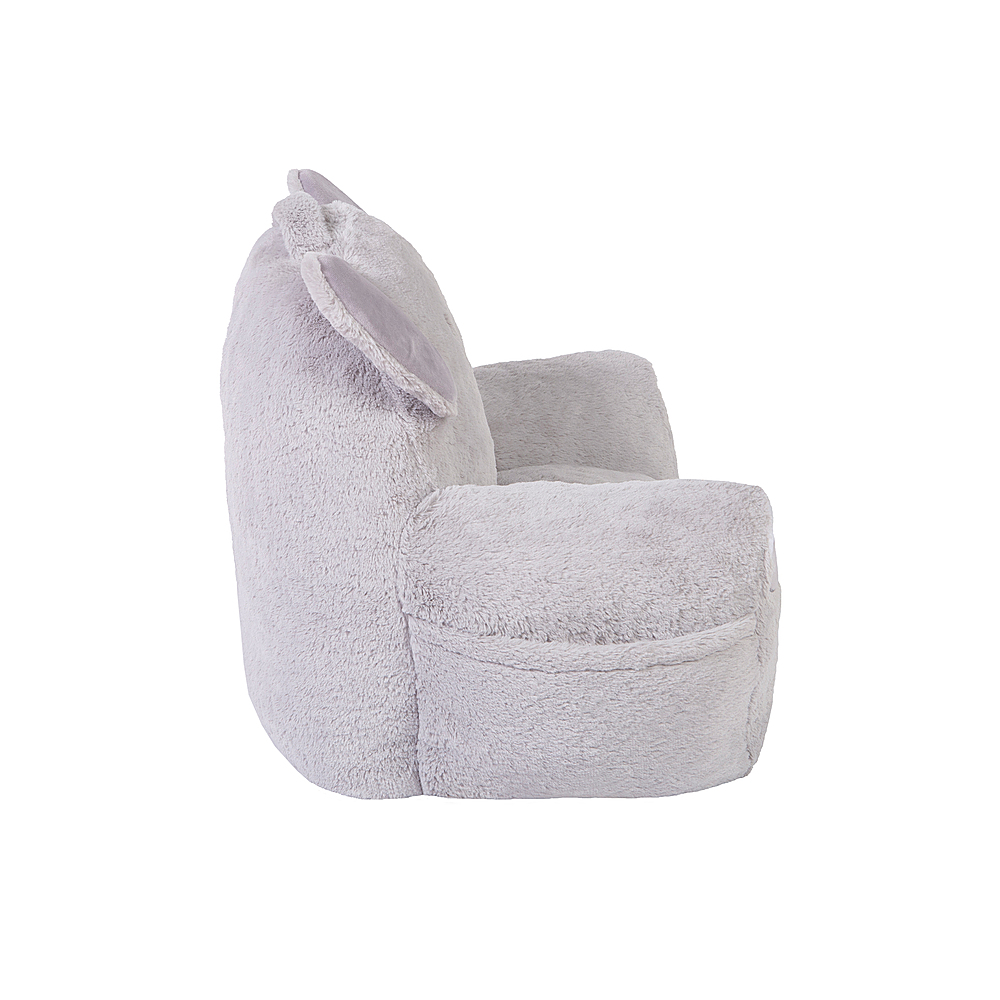 Left View: Toddler Plush Elephant Character Chair by Cuddo Buddies - Gray