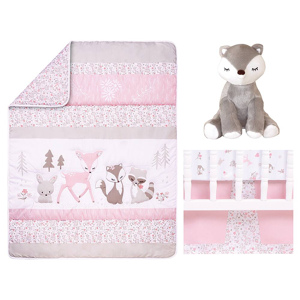 Front. Sammy & Lou - 4pc Crib Bedding - Sweet Forest Friends.