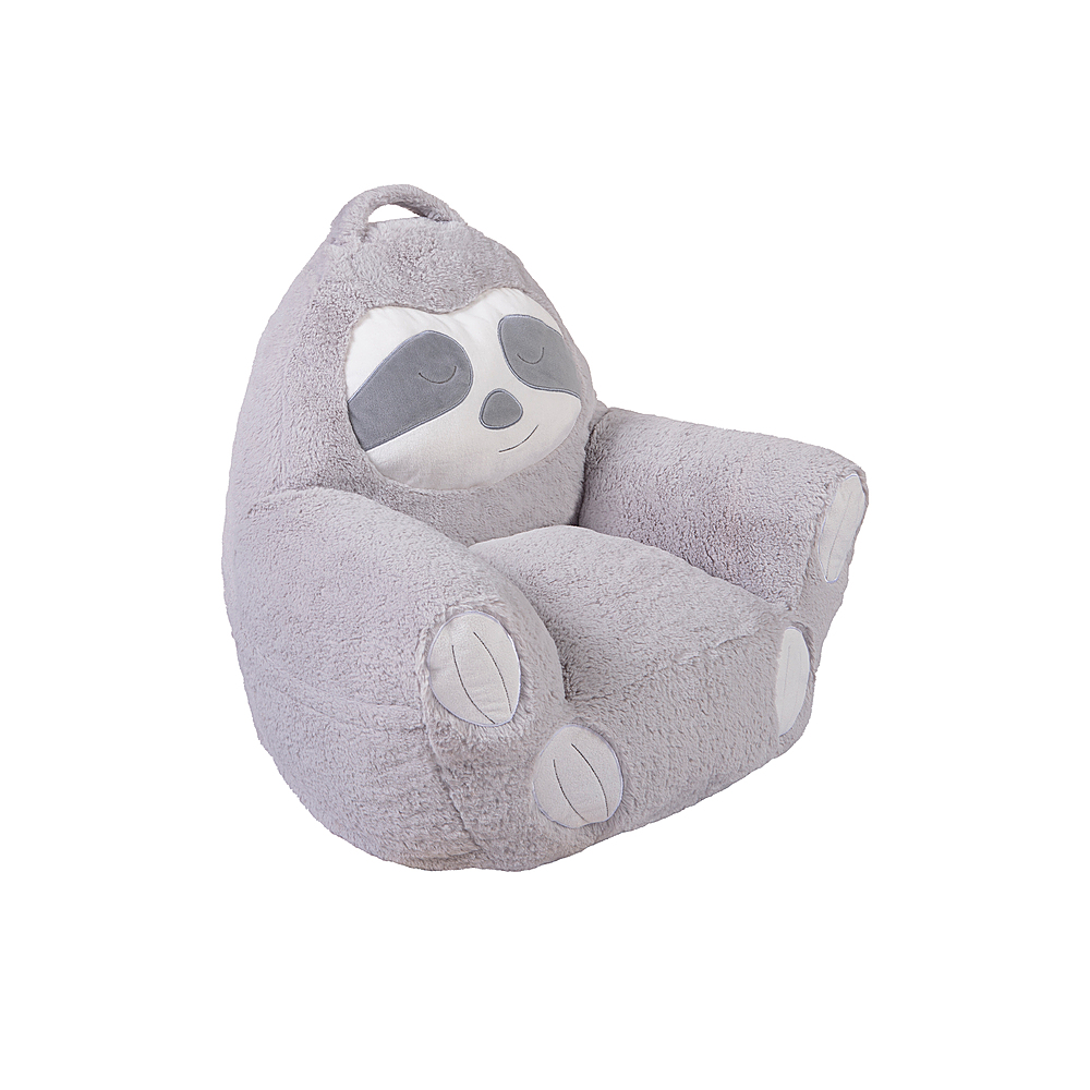 Angle View: Toddler Plush Sloth Character Chair by Cuddo Buddies - Gray