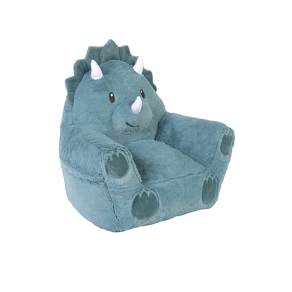 Angle View: Toddler Plush Dinosaur Character Chair by Cuddo Buddies - Blue