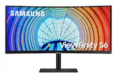 Front. Samsung - ViewFinity S65UA 34" LED Curved Ultra-WQHD FreeSync Monitor with HDR10 (USB Type-C, HDMI, DisplayPort, LAN, USB) - Black.