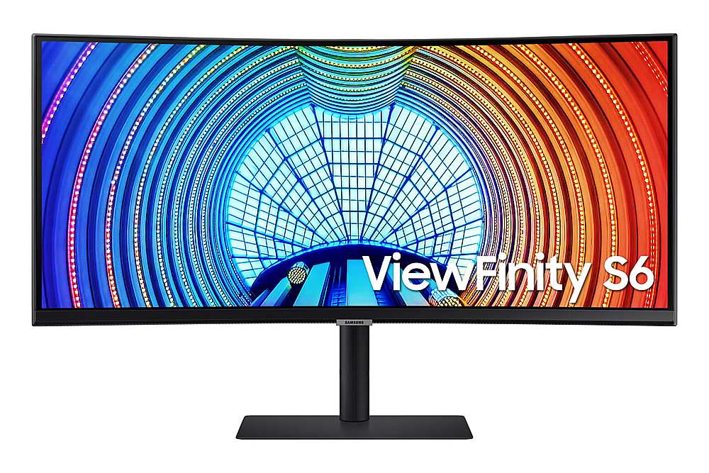 Alt View 13. Samsung - ViewFinity S65UA 34" LED Curved Ultra-WQHD FreeSync Monitor with HDR10 (USB Type-C, HDMI, DisplayPort, LAN, USB) - Black.