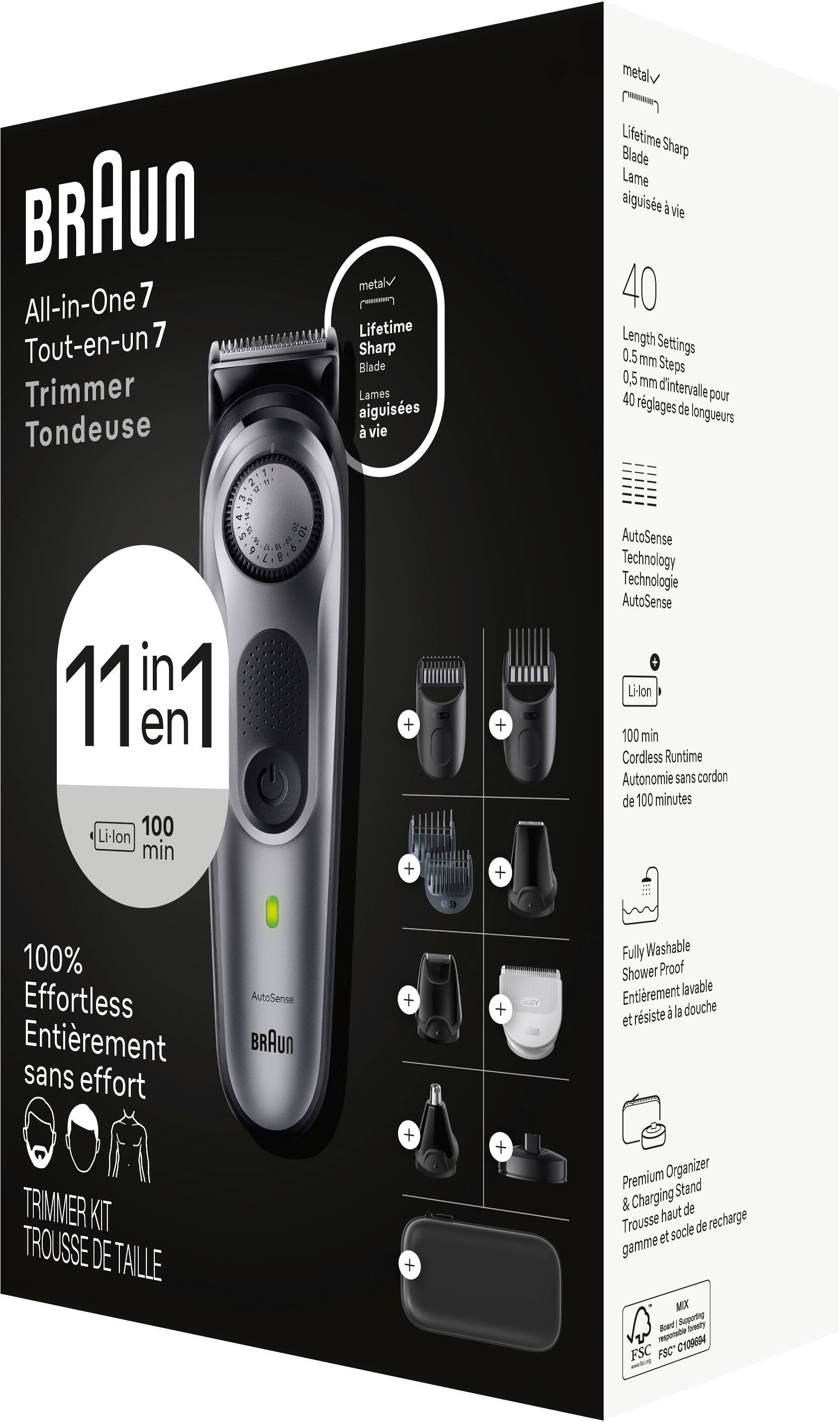 Alt View 13. Braun - Series 7 7420 All-In-One Style Kit, 11-in-1 Grooming Kit with Beard Trimmer & More - Silver.