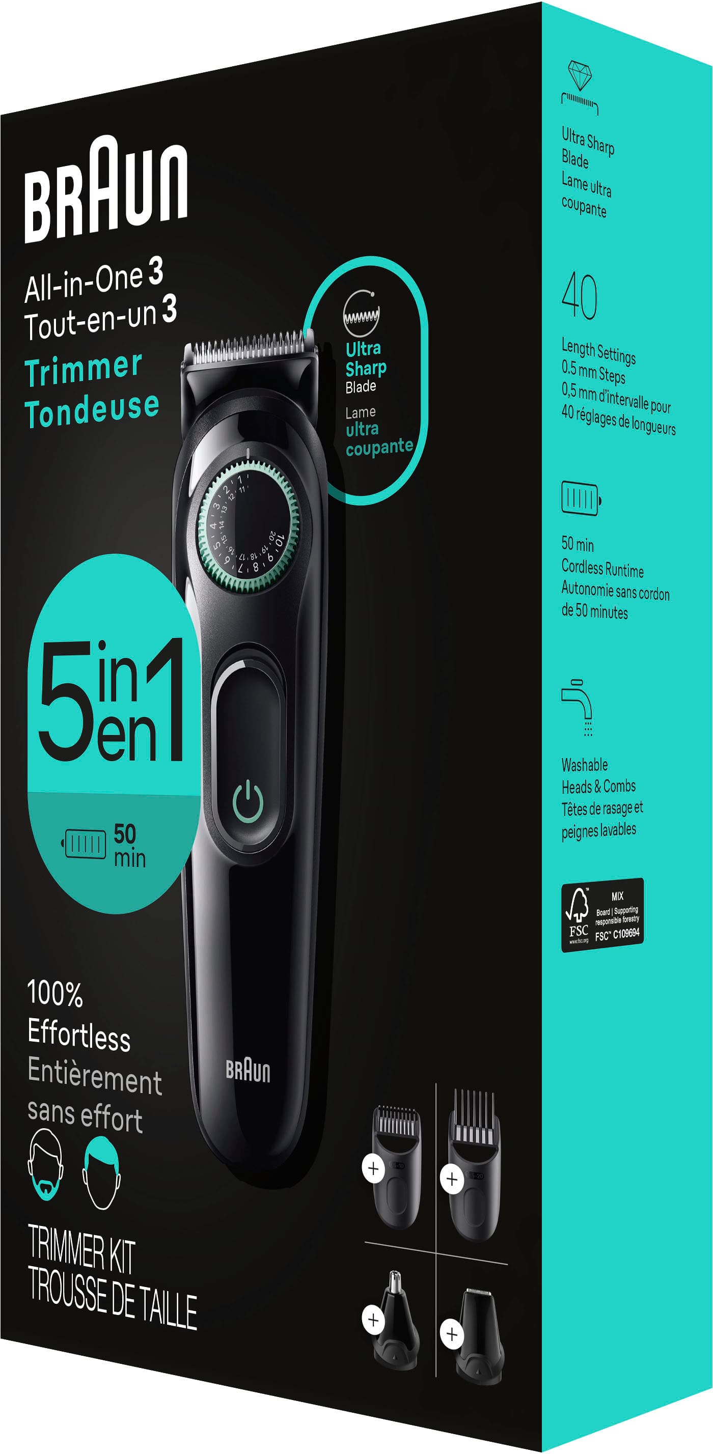 Alt View 13. Braun - Series 3 3450 All-In-One Style Kit, 5-in-1 Grooming Kit with Beard Trimmer & More - Black.