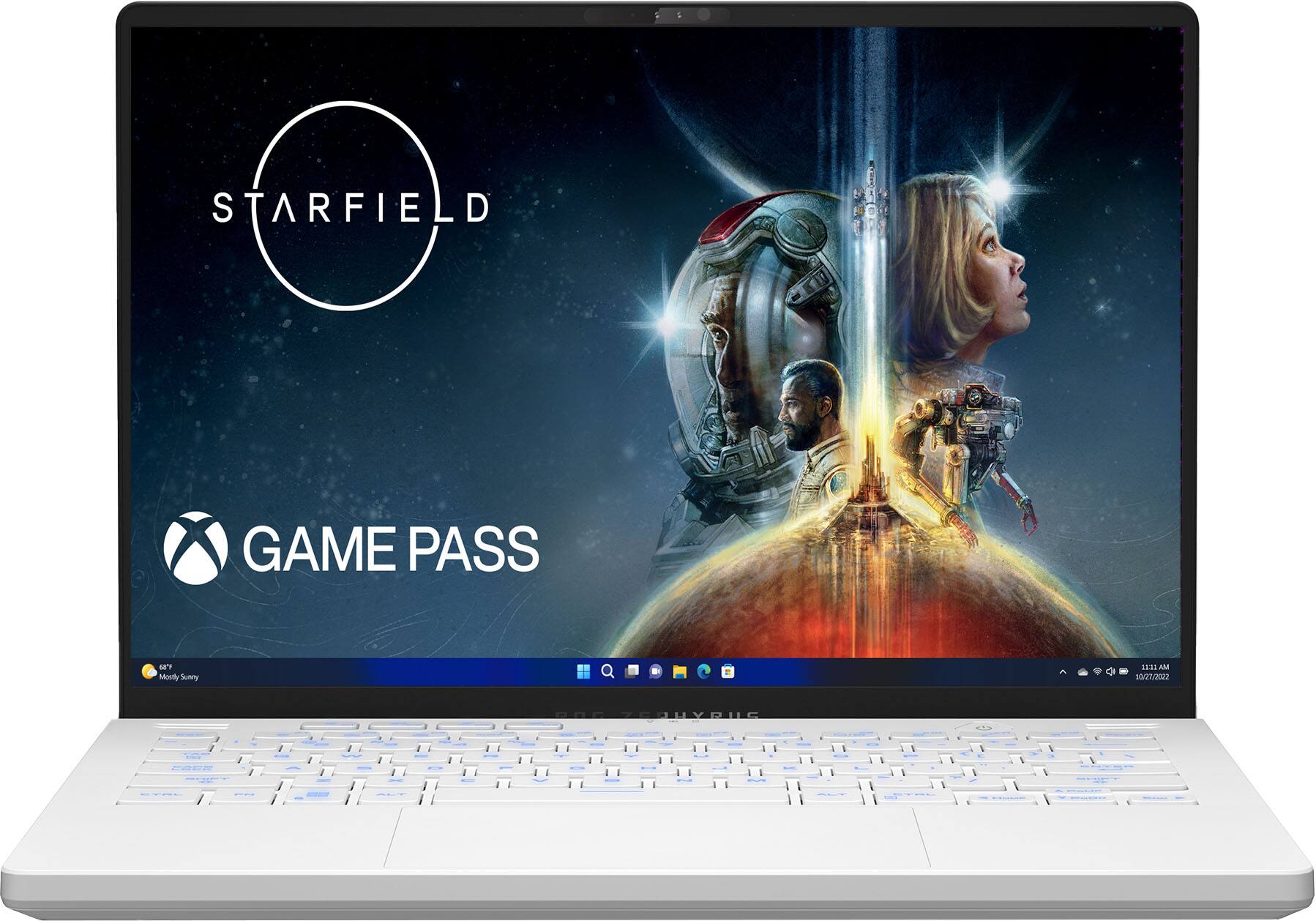 Front. ASUS - ROG Zephyrus G14 14”165Hz Gaming Laptop QHD-AMD Ryzen 9 7940HS with 16GB DDR5 Memory-NVIDIA RTX 4070 8G GDDR6-1TB SSD - Moonlight White.