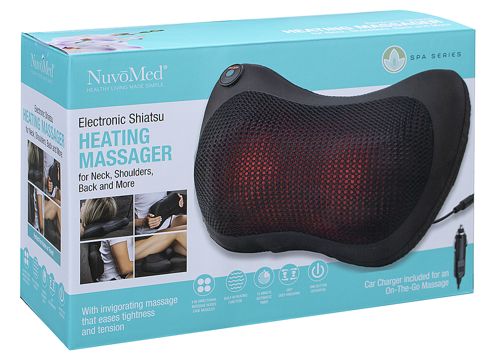 Nuvomed Neck Lumbar Massage Pillow 18in X 13in Geay & Green BATTERY