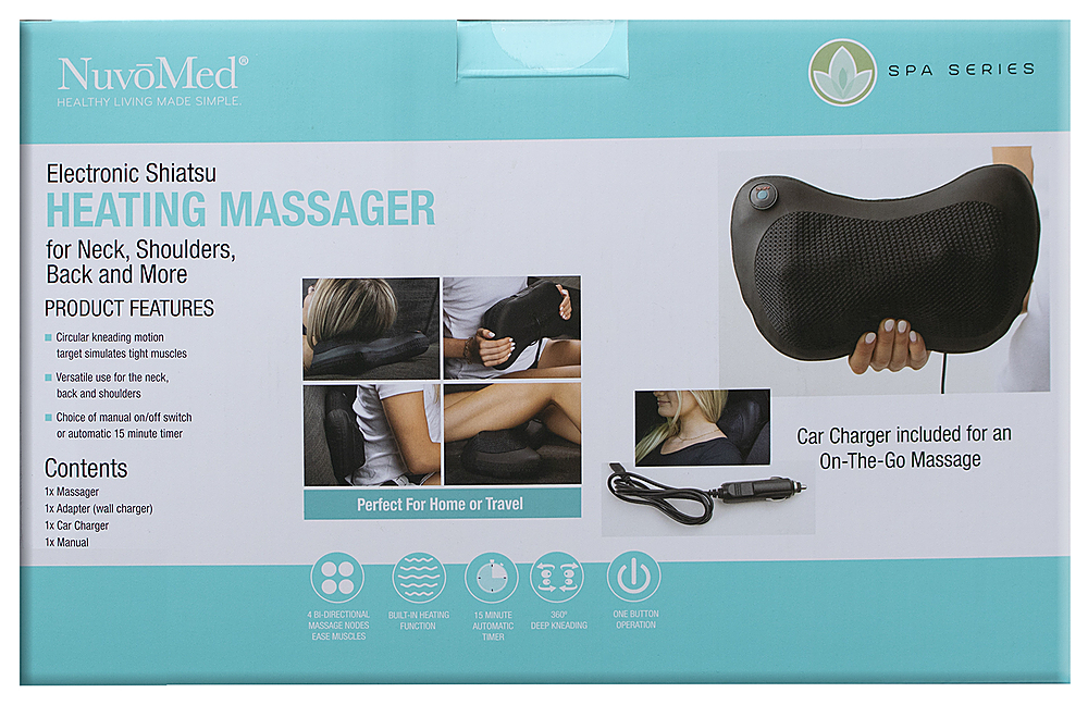 GNBI Shiatsu 6394 Lumbar Neck Massage Pillow 7 12 H x 12 W x 3 12 D Black -  Office Depot