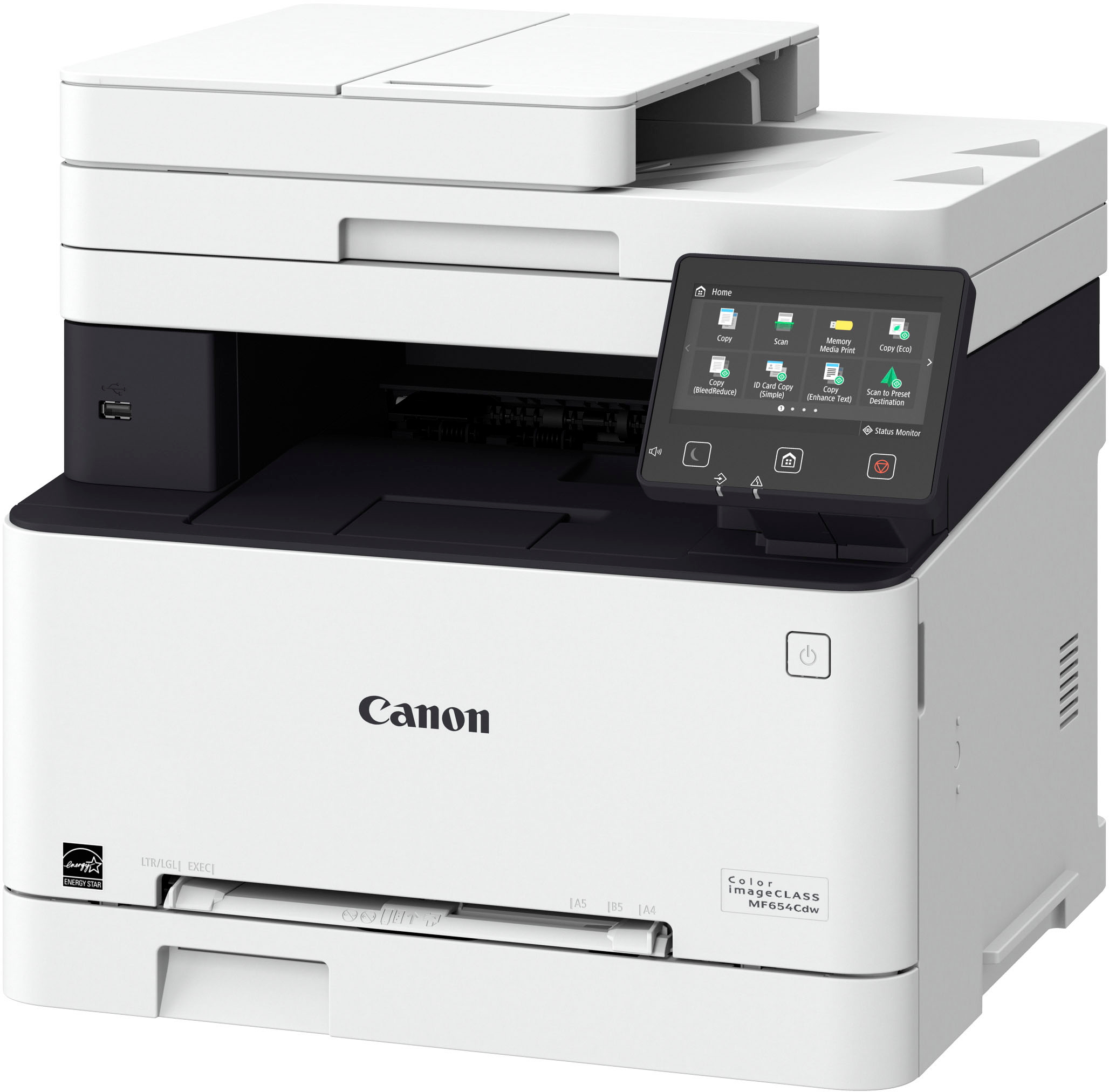 Angle View: Canon - imageCLASS MF654Cdw Wireless Color All-In-One Laser Printer - White