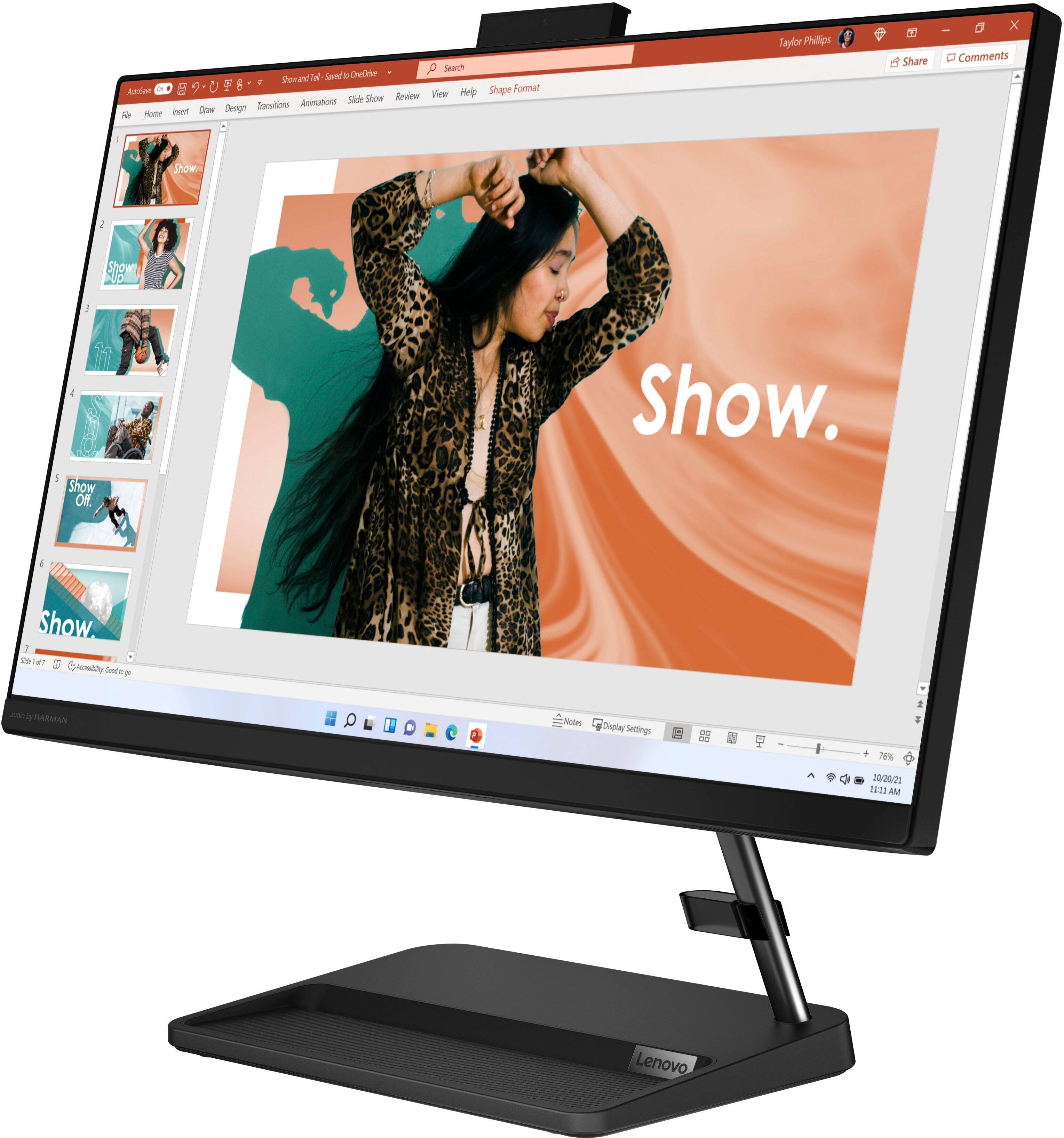 Left. Lenovo - IdeaCentre AIO 3i 24" Touch-Screen All-In-One - Intel Core i3 - 8GB Memory - 256GB Solid State Drive - Black.