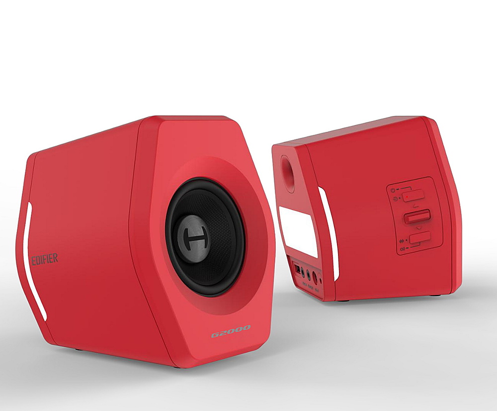 Angle View: Edifier - G2000 2.0 Bluetooth Gaming Speakers with RGB Lighting (2-Piece) - Red