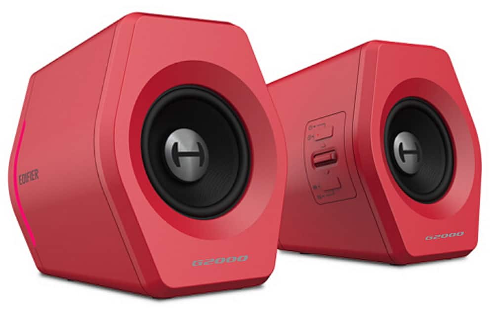 Front. Edifier - G2000 2.0 Bluetooth Gaming Speakers with RGB Lighting (2-Piece) - Red.