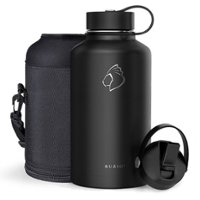 BUZIO Duet Series Insulated Water Bottle with Straw Lid and Flex Lid, Black 64oz - Black - Angle_Zoom