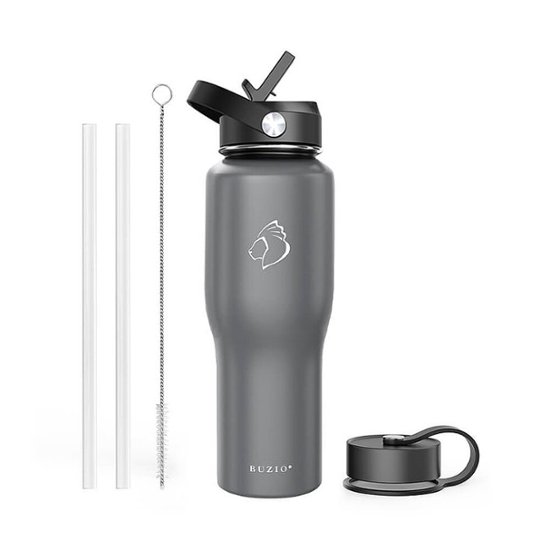 1L Straw Water Bottle Double Drink Vacuum Flasks Thermal Tumbler